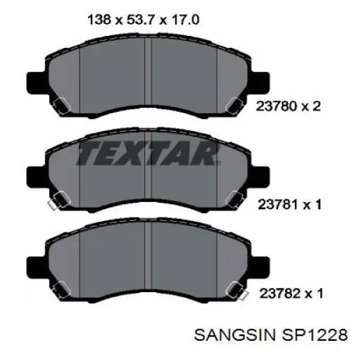 SP1228 Sangsin Колодки передние