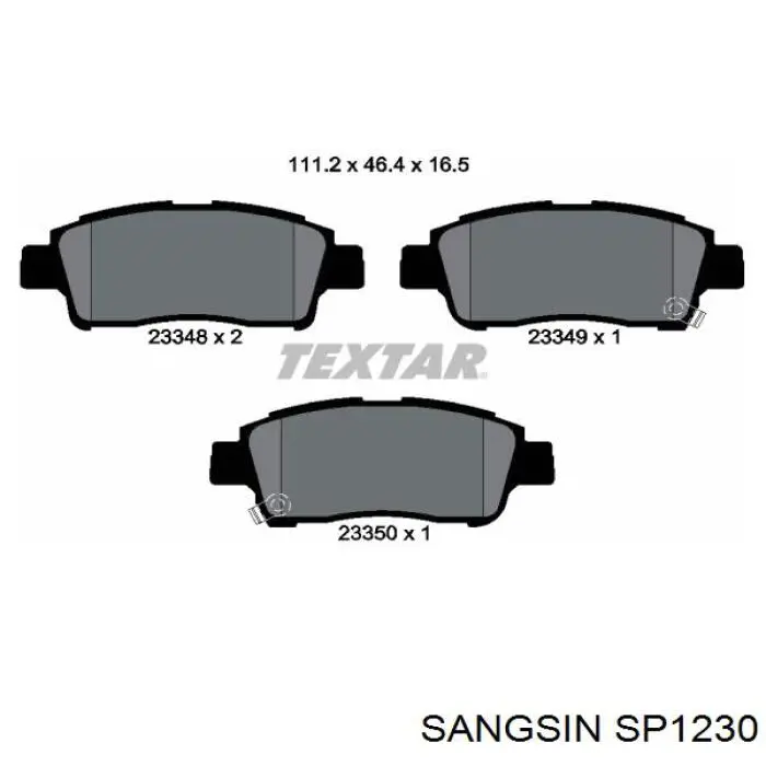 Передние тормозные колодки SP1230 Sangsin