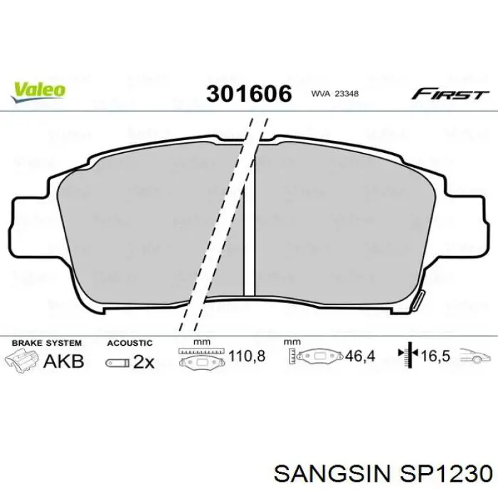 Колодки Sangsin SP1230 цена, от 18.30 USD