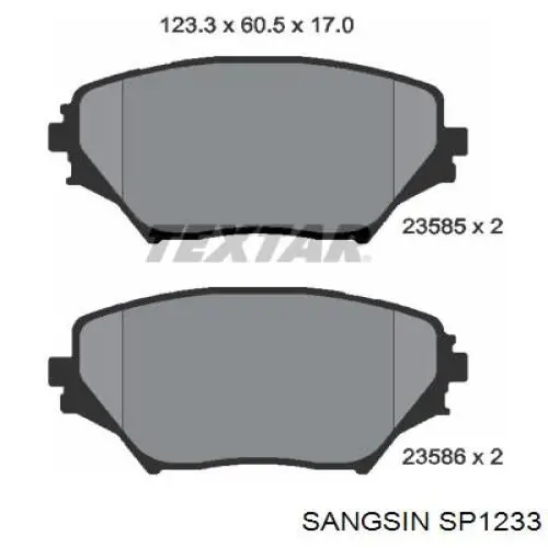 SP1233 Sangsin Колодки передние