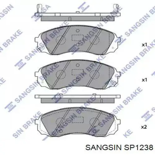 Колодки гальмівні передні, дискові SP1238 Sangsin