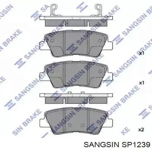 Купить SP1239 Sangsin Колодки тормозные задние, дисковые