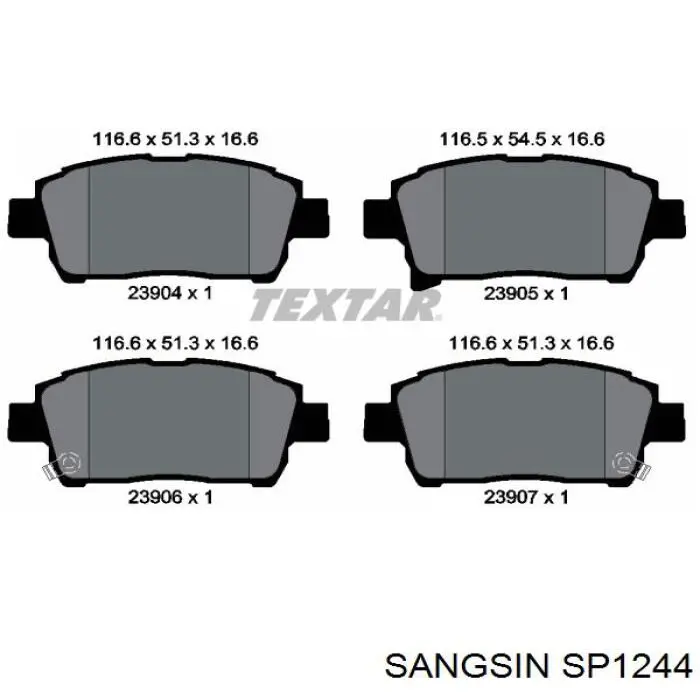SP1244 Sangsin колодки тормозные передние дисковые