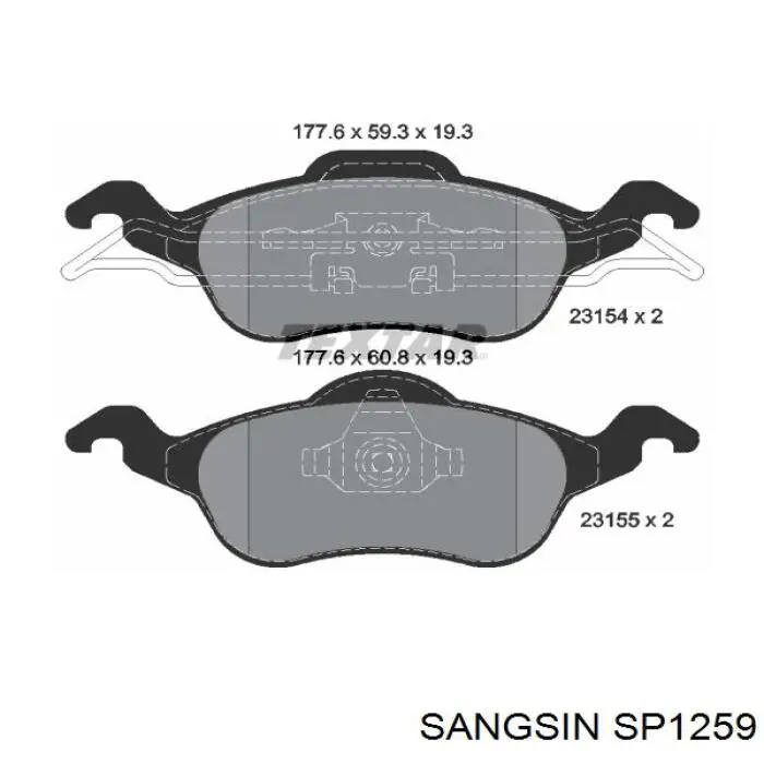 Передние тормозные колодки SP1259 Sangsin