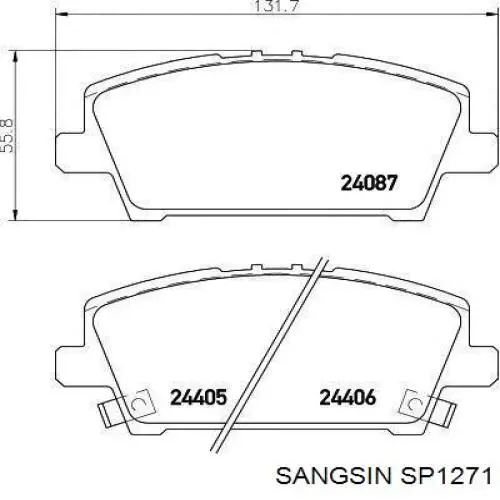 Передние тормозные колодки SP1271 Sangsin