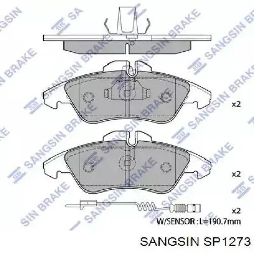 SP1273 Sangsin колодки тормозные передние дисковые