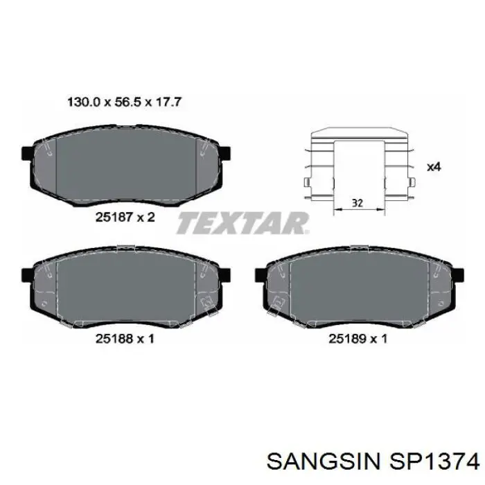 SP1374 Sangsin Колодки передние