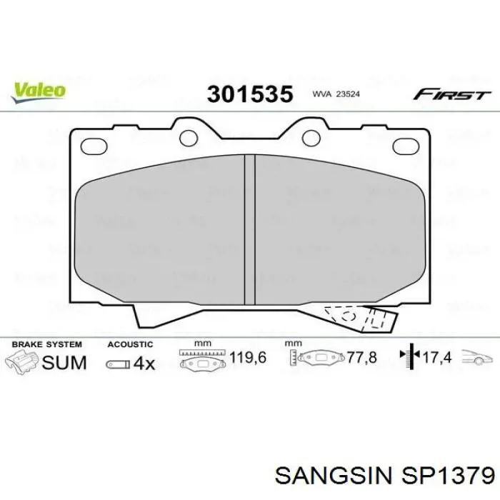 Колодки Sangsin SP1379 цена, от 24.38 USD