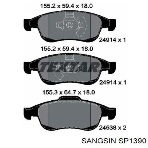Купить SP1390 Sangsin Колодки тормозные