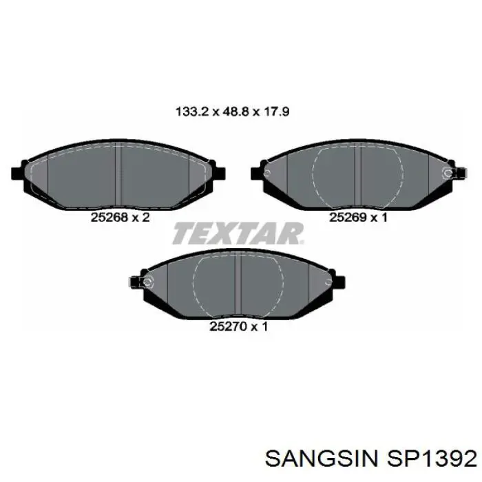 SP1392 Sangsin колодки тормозные передние дисковые