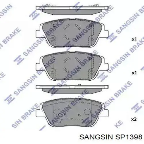 Колодки тормозные передние дисковые Sangsin SP1398