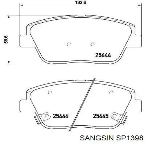 SP1398 Sangsin Колодки передние
