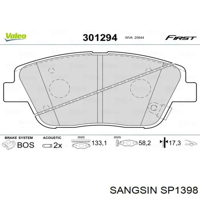 Колодки Sangsin SP1398 цена, от 26.61 USD
