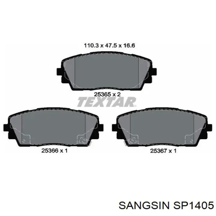 Передние тормозные колодки SP1405 Sangsin