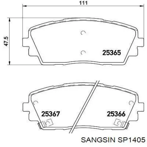 Купить SP1405 Sangsin Колодки тормозные