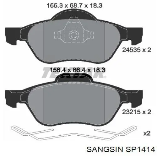 SP1414 Sangsin Колодки передние