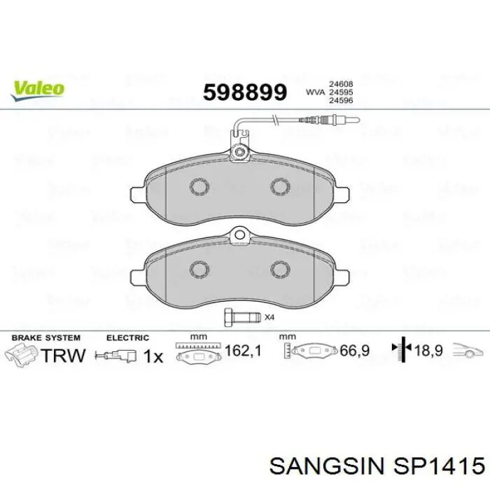 SP1415 Sangsin Колодки передние