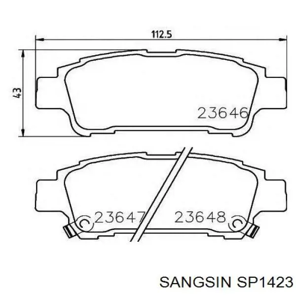 Купить SP1423 Sangsin Колодки тормозные задние, дисковые