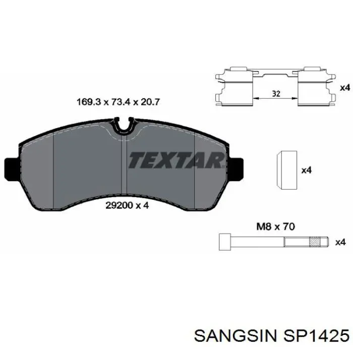 Колодки Sangsin SP1425 цена, от 29.50 USD