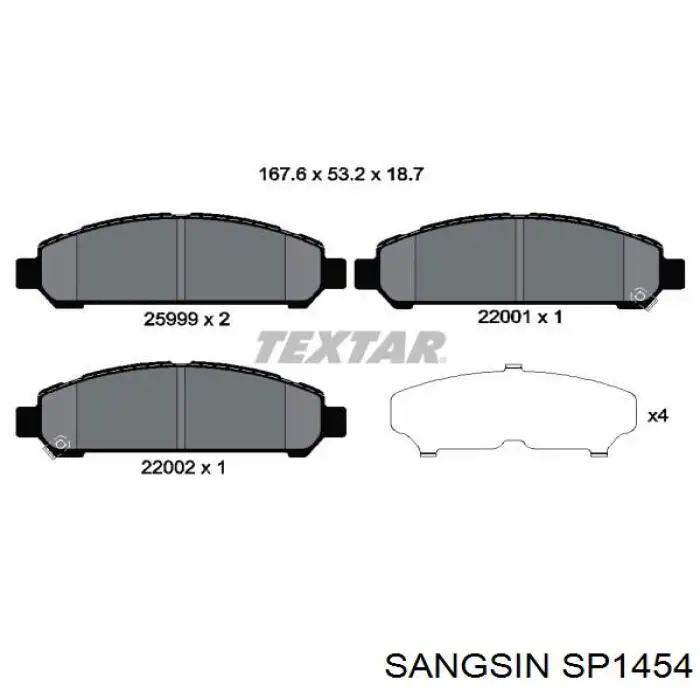 Купить SP1454 Sangsin Колодки тормозные