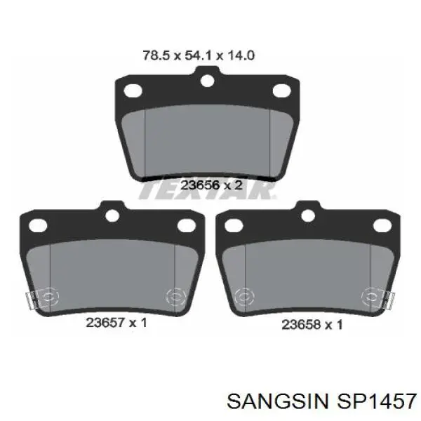 Купить SP1457 Sangsin Колодки тормозные задние, дисковые