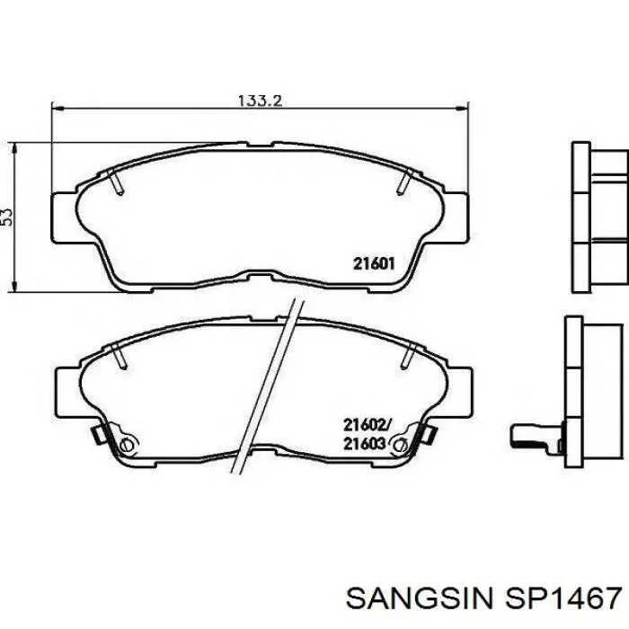 Передние тормозные колодки SP1467 Sangsin