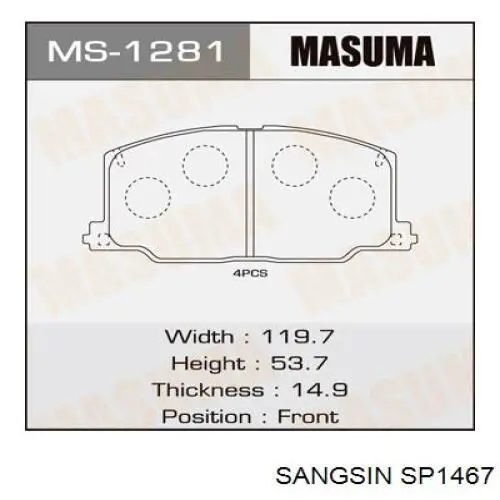 Колодки Sangsin SP1467 цена, от 16.88 USD