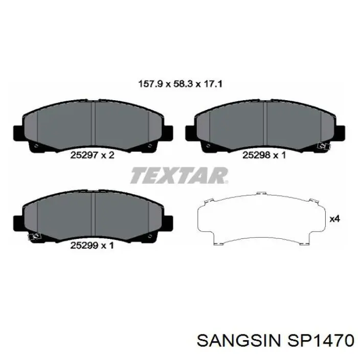 Колодки Sangsin SP1470 цена, от 23.80 USD