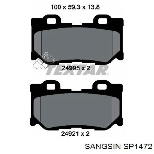 Купить SP1472 Sangsin Колодки тормозные задние, дисковые