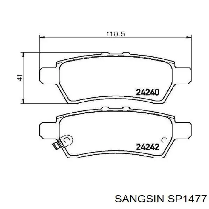 Купить SP1477 Sangsin Колодки тормозные задние, дисковые