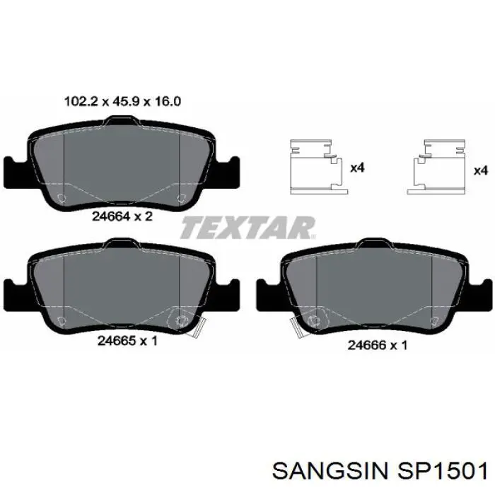 Задние тормозные колодки SP1501 Sangsin