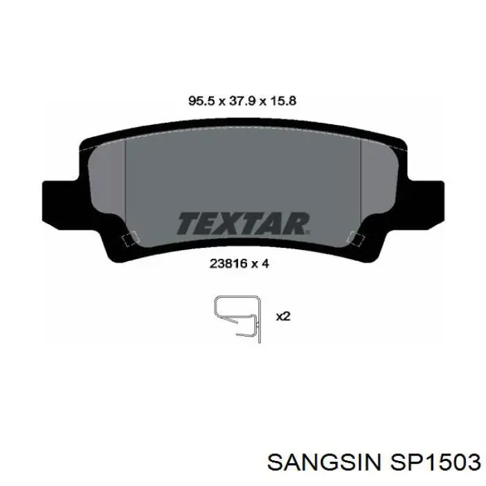 Купить SP1503 Sangsin Колодки тормозные задние, дисковые