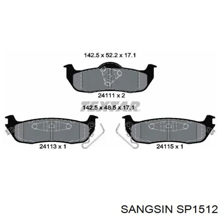 Задние тормозные колодки SP1512 Sangsin