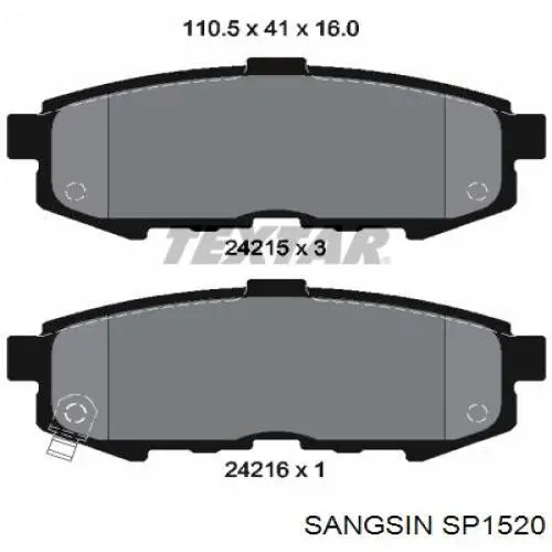 SP1520 Sangsin колодки тормозные задние дисковые
