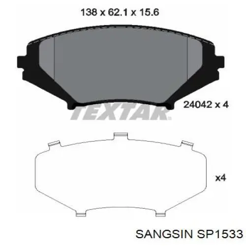 Передние тормозные колодки SP1533 Sangsin