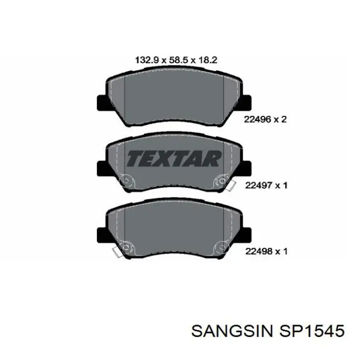 Передние тормозные колодки SP1545 Sangsin