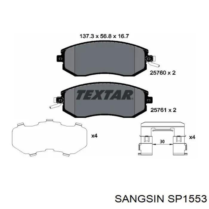 Колодки Sangsin SP1553 цена, от 24.96 USD