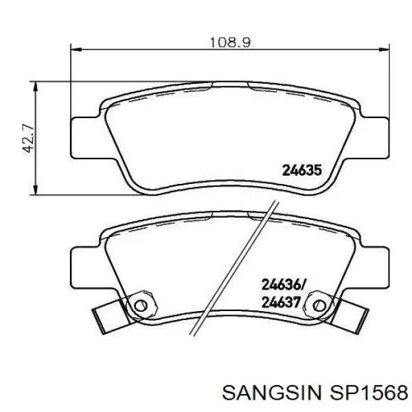 SP1568 Sangsin Колодки тормозные дисковые комплект