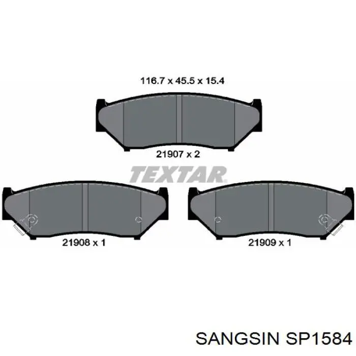 Pastillas de freno traseras SP1584 Sangsin