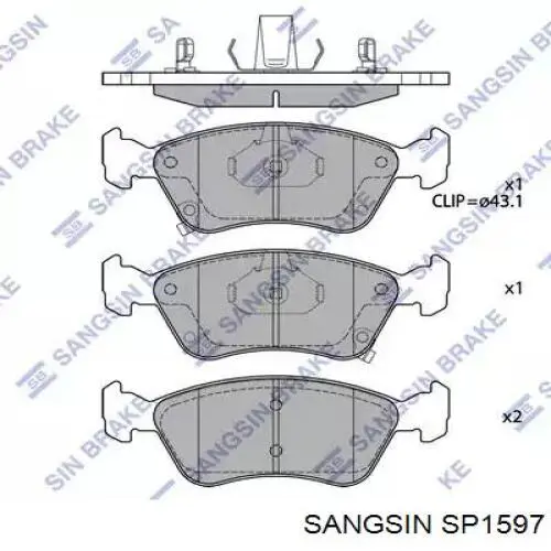 Передние тормозные колодки SP1597 Sangsin