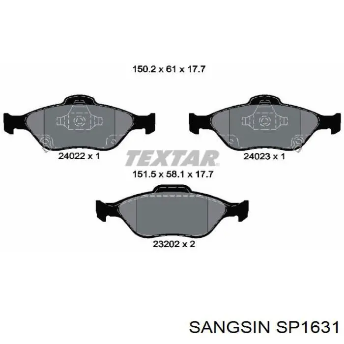 SP1631 Sangsin Колодки передние