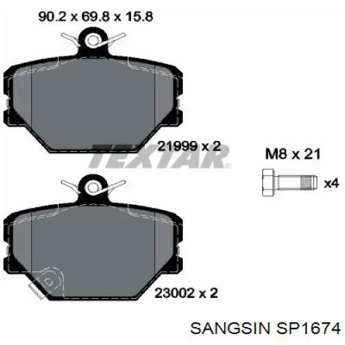 Купить SP1674 Sangsin Колодки тормозные
