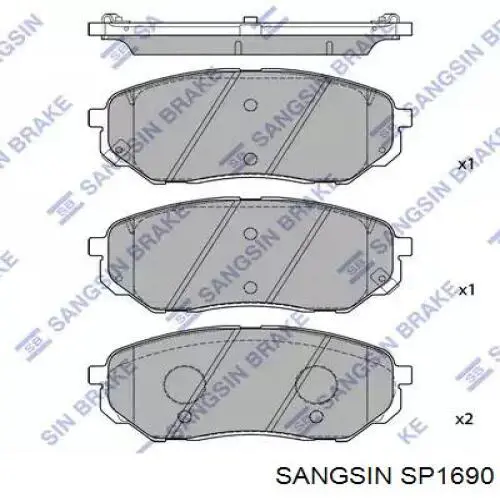 Передние тормозные колодки SP1690 Sangsin