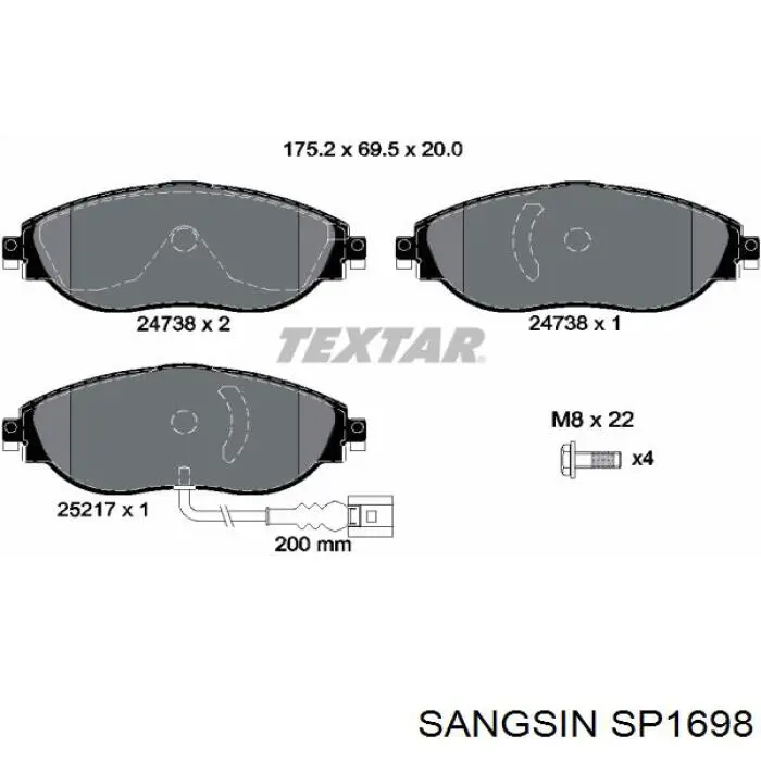Колодки Sangsin SP1698 цена, от 35.86 USD