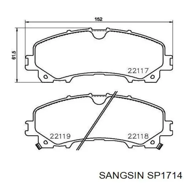Передние тормозные колодки SP1714 Sangsin