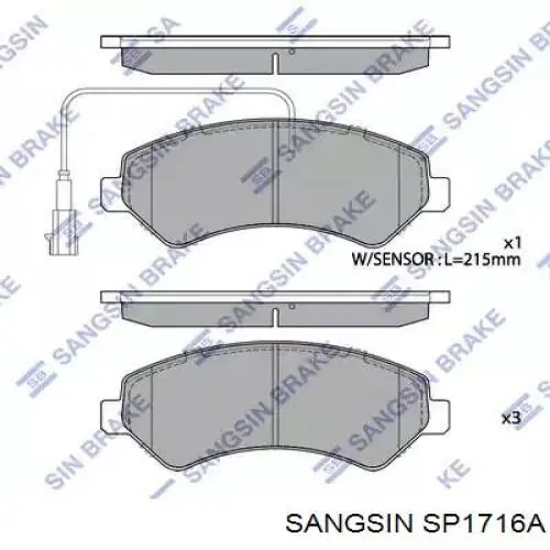 Передние тормозные колодки SP1716A Sangsin