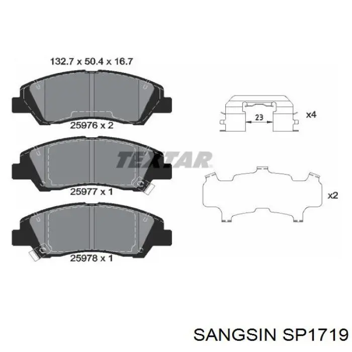 Передние тормозные колодки SP1719 Sangsin