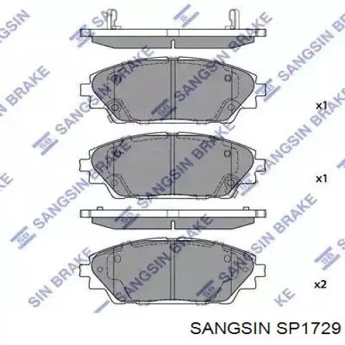 SP1729 Sangsin колодки тормозные передние дисковые