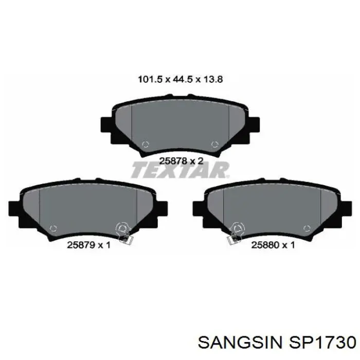 SP1730 Sangsin Колодки тормозные дисковые комплект