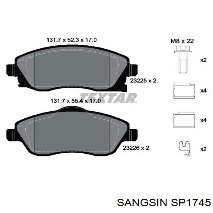 SP1745 Sangsin Колодки передние